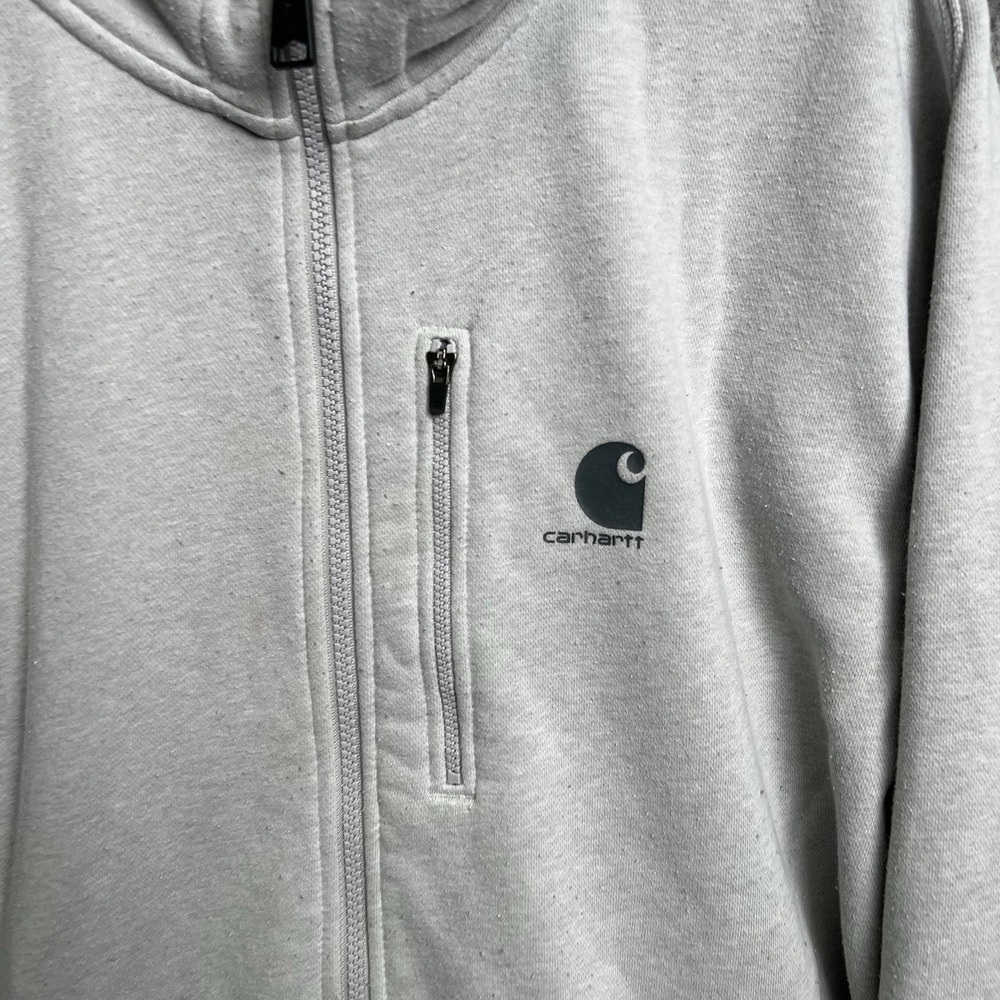 Carhartt Hoodie Mens 2XL Gray Relaxed Fit Full Zip Fleece Sweatshirt Workwear - Picture 2 of 8